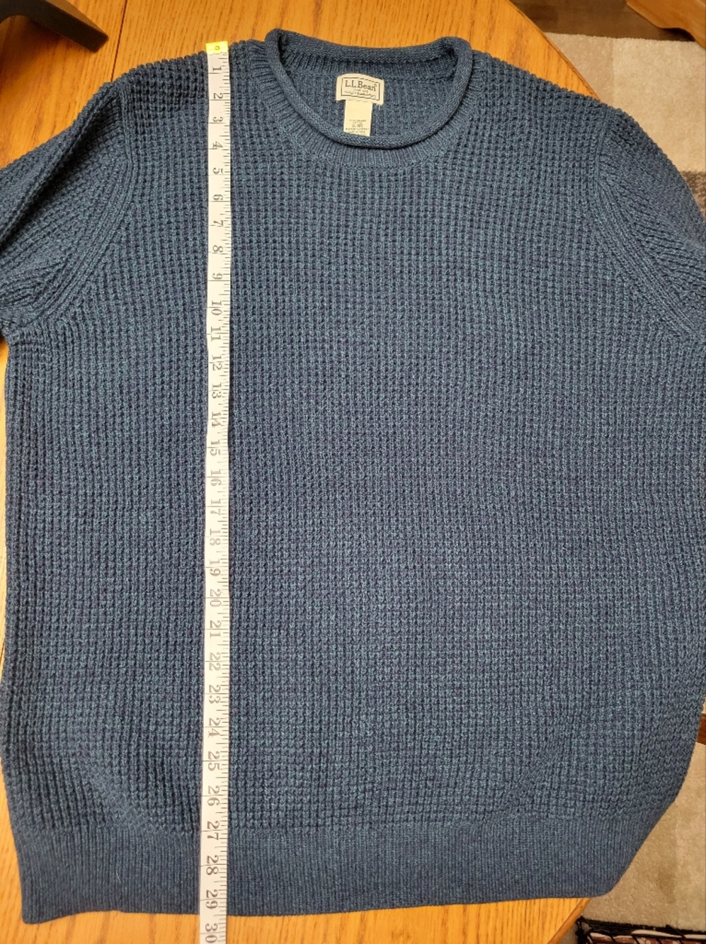 L.L. Bean Men’s Organic Cotton Waffle Stitch Rollneck Sweater Navy XL Regular - Picture 9 of 12